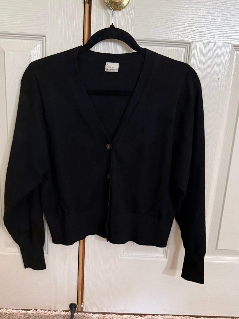 A New Day Black V Neck Button Front Cardigan Sweater Womens